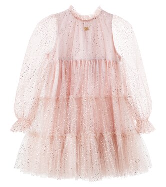 DG polka-dot tiered tulle dress | Dolce&Gabbana Kids