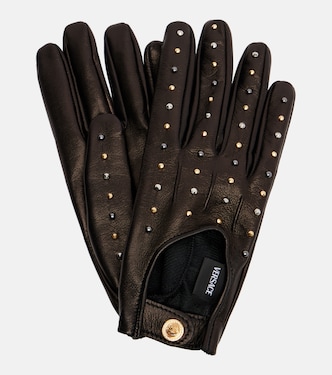Guanti in pelle con cut-out e borchie | Versace