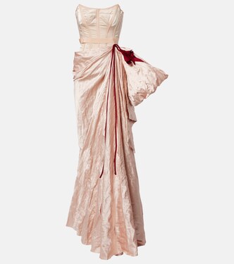 Floral-appliqué draped satin gown | Erdem