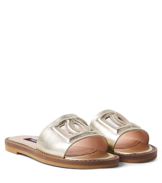 DG metallic leather slides | Dolce&Gabbana Kids
