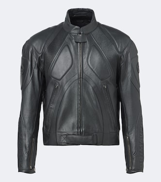 Chaqueta biker de piel con GG | Gucci