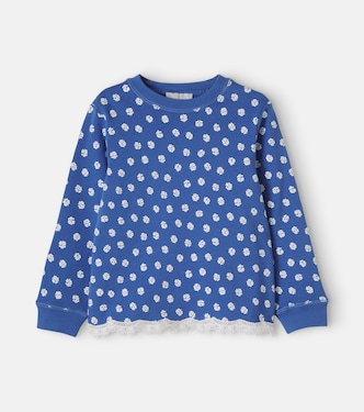 Crochet-trimmed floral cotton sweater | Stella McCartney Kids