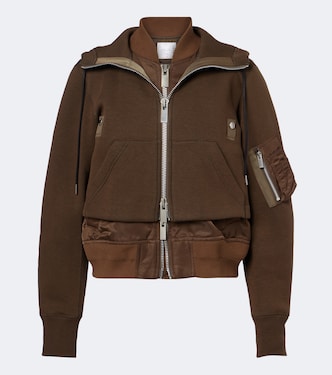 Layered cotton-blend zip-up hoodie | Sacai