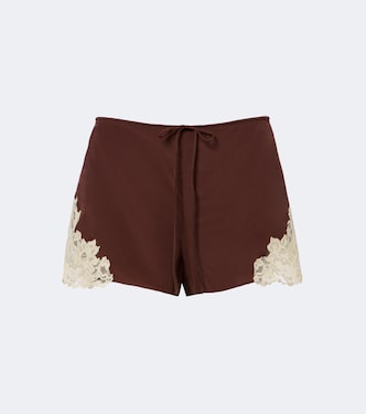 Elia lace-trimmed crêpe de chine shorts | De La Vali