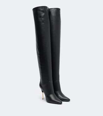 VLogo leather over-the-knee boots | Valentino Garavani