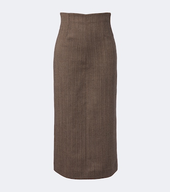 Herringbone virgin wool midi skirt | Maison Margiela
