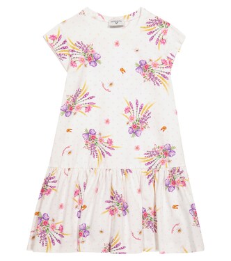 Floral stretch-cotton jersey dress | Monnalisa