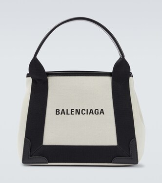 Cabas leather-trimmed canvas tote bag | Balenciaga