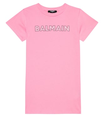 Logo cotton jersey dress | Balmain Kids