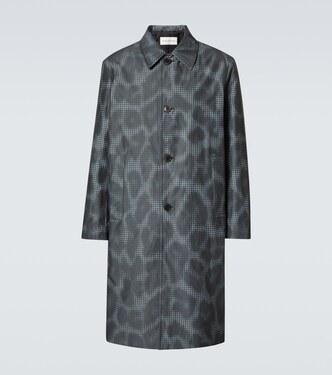 Leopard-print checked car coat | Dries Van Noten