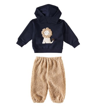 Baby cotton hoodie and faux fur pants set | Il Gufo