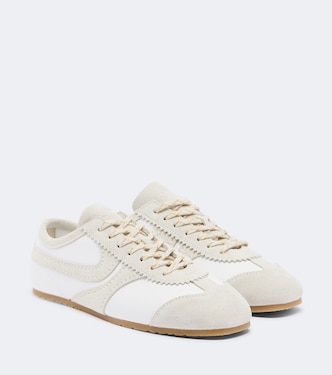 Suede-trimmed leather sneakers | Dries Van Noten