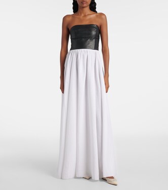 Neferu leather-trimmed linen maxi dress in white - Gabriela Hearst |  Mytheresa