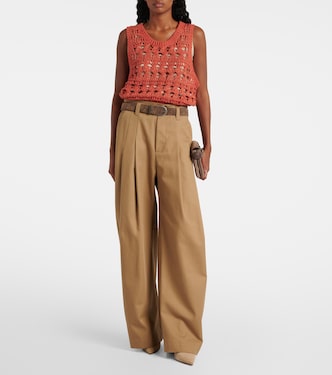 BRUNELLO CUCINELLI オレンジニットベスト kero Jute and cotton-blend sweater vest in orange - Brunello Cucinelli