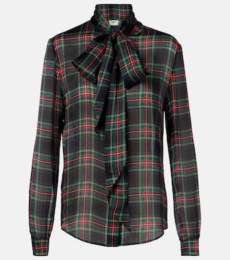 格纹真丝女式上衣 | Saint Laurent