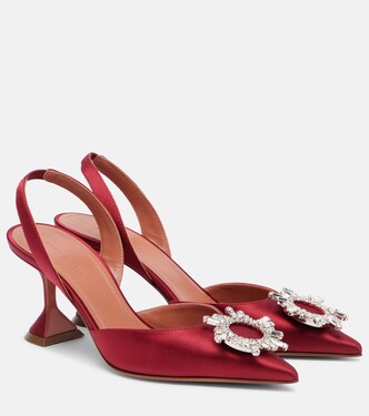 Begum 70 embellished satin slingback pumps | Amina Muaddi