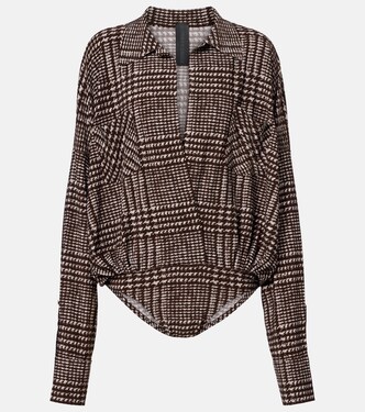 威尔士亲王格纹连体紧身衣 | Norma Kamali