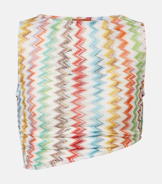 Zigzag ruched lamé crop top | Missoni