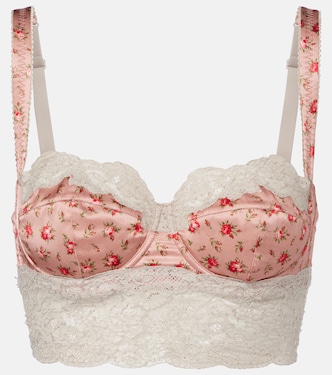 Floral lace-trimmed silk and cotton bra | Dolce&Gabbana