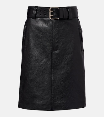 Belted leather pencil skirt | Saint Laurent