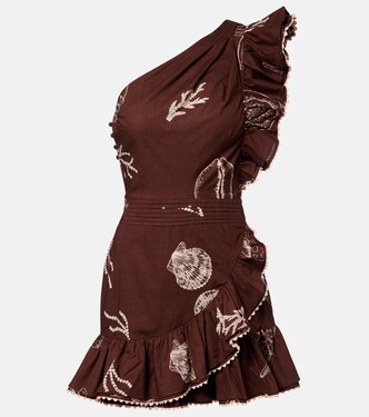 Corinne one-shoulder cotton minidress | Poupette St Barth