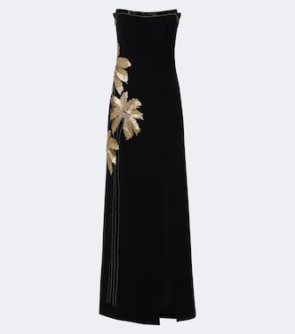 Verzierte Robe Terrin aus Crêpe | Costarellos