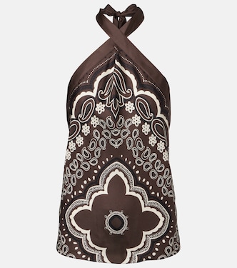 Solal printed halterneck silk top | Nili Lotan