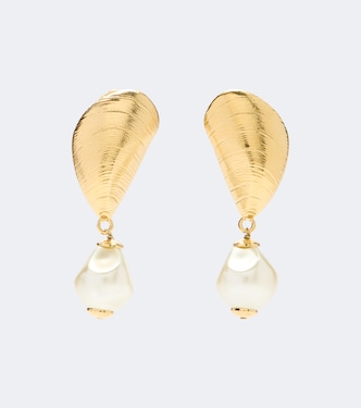 Mussel embellished clip-on drop earrings | Oscar de la Renta