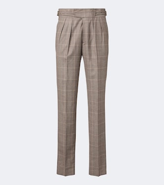 Checked virgin wool straight pants | Rubinacci