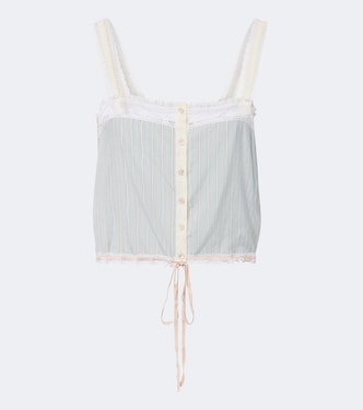 Lace-trimmed striped silk top | Chloé