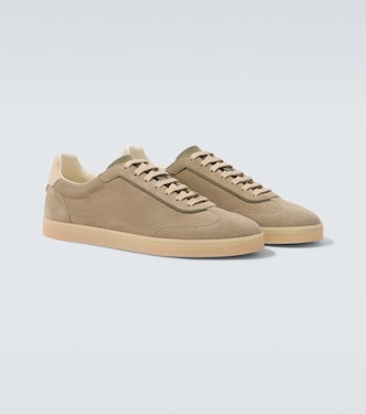 Leather-trimmed suede sneakers | Brunello Cucinelli