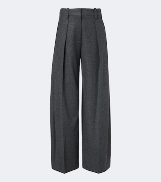 Pleated wool and cashmere wide-leg pants | Brunello Cucinelli