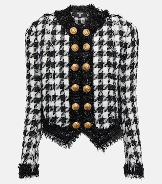 Chaqueta de tweed con pata de gallo | Balmain