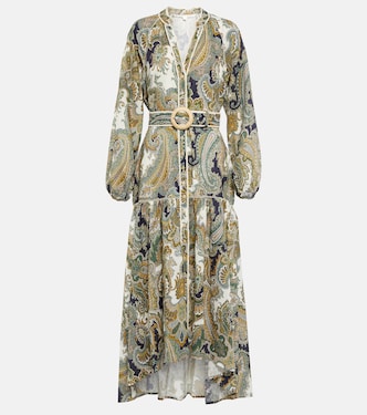 Robe midi Kadar imprimée en lin | Veronica Beard