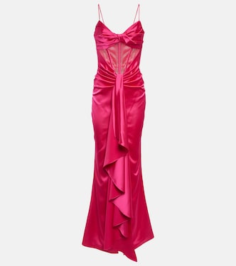 Draped corset satin gown | Rasario