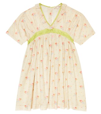 Asparagus floral cotton voile dress | Caramel