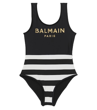 Logo striped swimsuit | Balmain Kids