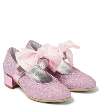 Bow-trimmed glitter ballet flats | Monnalisa