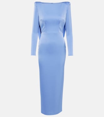 Draped crêpe satin midi dress | Alex Perry