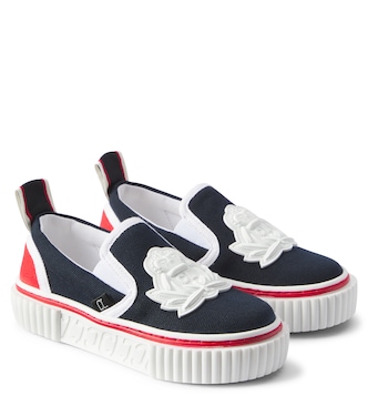 Pedrito Boat Crest canvas slip-on sneakers | Christian Louboutin Kids