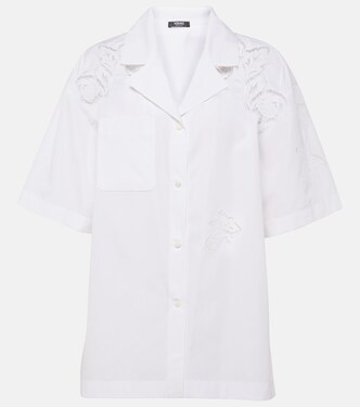 Embroidered cotton poplin bowling shirt | Versace
