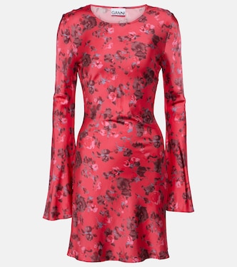 Robe en satin à fleurs | Ganni
