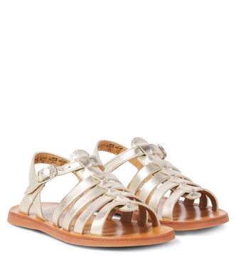 Sandalen Plagette Strap aus Metallic-Leder | Pom d'Api