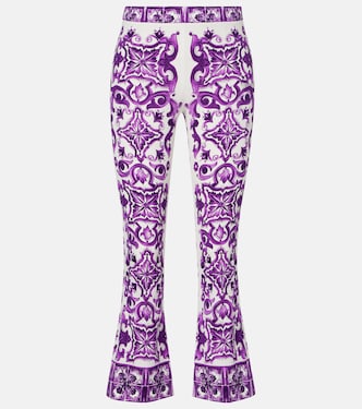 Pantalones flared Majolica en mezcla de seda | Dolce&Gabbana