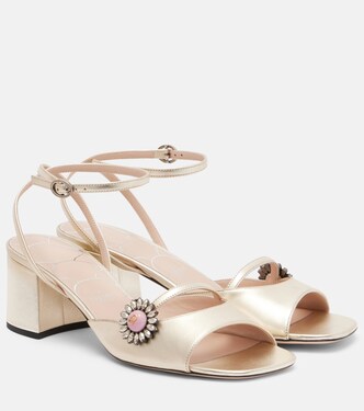 Sandalias Daisy Jewel 55 de piel metalizada | Valentino Garavani