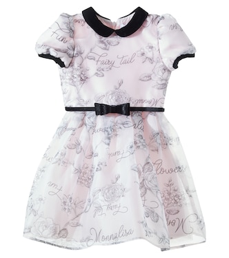 Abito in tulle con stampa floreale e fiocco | Monnalisa
