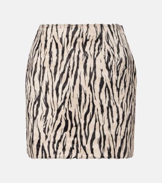 Zebra-print cotton-blend miniskirt  | Rotate