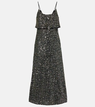 Slipdress aus Crêpe mit Pailletten | Rabanne