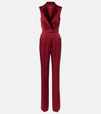 Scalata velvet-trimmed satin jumpsuit  | Max Mara