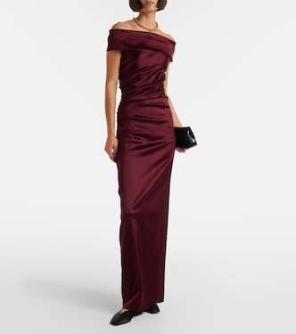 max mara off shoulder dress Gerla off-shoulder jersey maxi dress in black - Max Mara